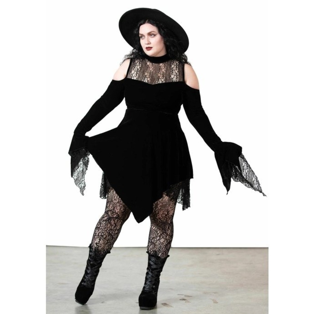 Killstar‎ Moonstera velvet lace mini dress